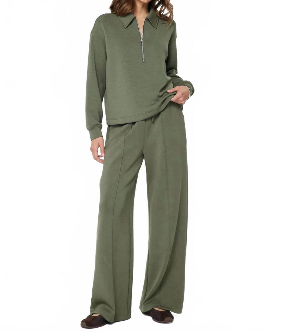 NEW CURRENT AIR collared half-zip pullover sweatshirt in olive